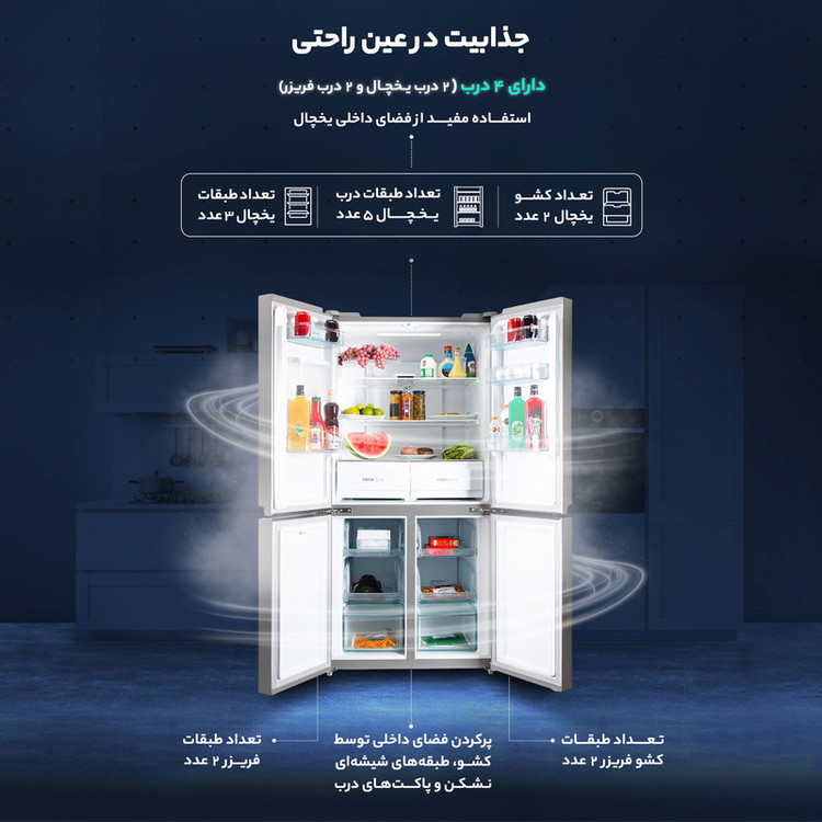 یخچال فریزر ساید بای ساید 19 فوت پاکشوما مدل 4D RDP 530 X