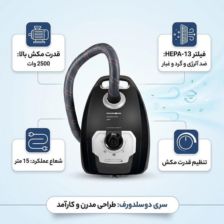 جاروبرقی 2500 وات پاکشوما مدل PVC 5125 B