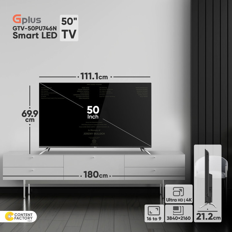 تلویزیون ال ای دی هوشمند جی پلاس مدل GTV-50SQ788 سایز 50 اینچ