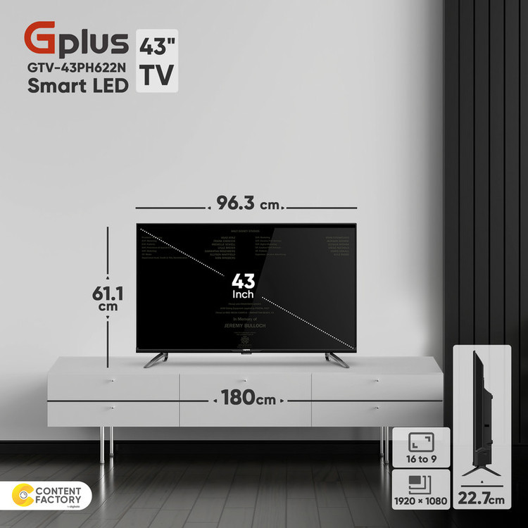 تلویزیون ال ای دی هوشمند جی پلاس مدل GTV-H648 سایز 43 اینچ