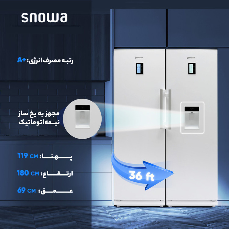 یخچال و فریزر دوقلو 36 فوت اسنوا مدل SN5-0190LW