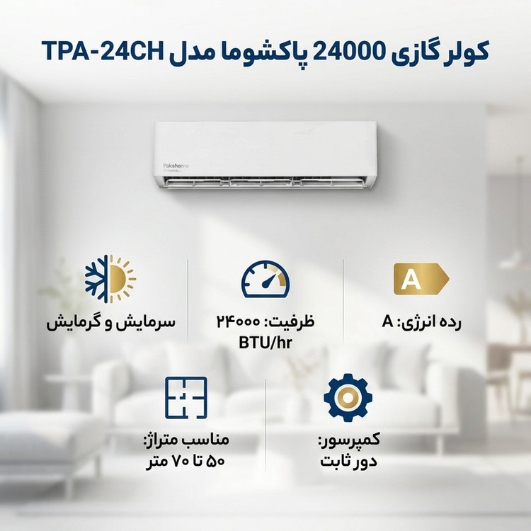 کولر گازی اسپلیت دیواری 24000 دور ثابت پاکشوما مدل TPA-24CH