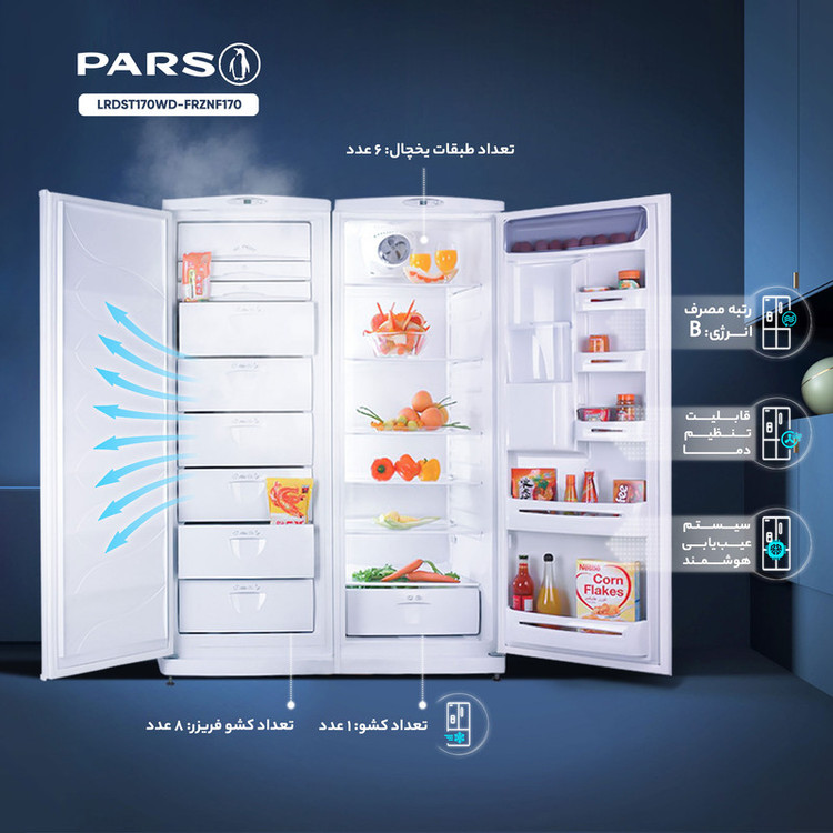 یخچال و فریزر دوقلو 23 فوت پارس مدل لاردر LRDST170WD-FRZNF170